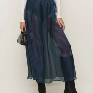 Reformation Zarina Chic Navy A-Line Skirt